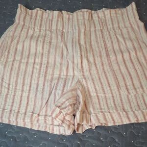 LOFT High Waist Striped Cream and Pink Shorts size medium